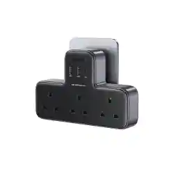 UGREEN 6-in-1 Surge Protector Power Strip with 3 AC Outlets & PD30W (2 Type-C,1 USB-A), Overload Protection Extension Cord, Triple UK Plug Extender for Kitchen, Home, Travel, Office Accessories