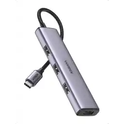 UGREEN 4 در 1 USB C هاب 4 پورت آلومینیومی USB 3.0 آداپتور OTG پشتیبانی شده سازگار برای Macbook Pro Macbook Air Dell XPS USB C Tablets، Galaxy S23/S23+/S22 و غیره.