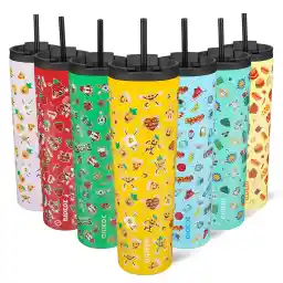 BJPKPK 34oz Insulated Tumbler With lid And Straw Stainless Steel Tumblers Travel Coffee Mug Reusable Thermal Cup,Hawaii Fruits Yellow