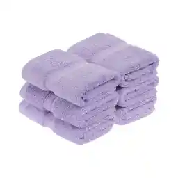 Superior Solid Egyptian Cotton Face Towel Set, 13" x 13", Purple, 6-Pieces