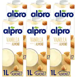 Alpro Almond Vanilla Drink, 100% Plant-Based, Lactose Free - 1L (6x1L)