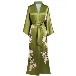BABEYOND Kimono Robe Cover up Long Floral Satin Sleepwear Silky Bathrobe Bachelorette Robe
