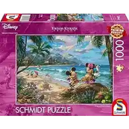 Schmidt Spiele 57528 Thomas Kinkade, Disney, Mickey en Minnie in Hawaï, puzzel met 1000 stukjes, kleurrijk