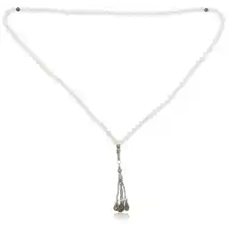 AC&L Transluscent White Glitter Natural Agate Tasbeeh Prayer Beads - 8mm Stones