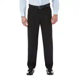 Haggar Men's Mynx Gabardine Pleat-Front Dress Pant with Hidden Expandable Waist