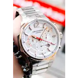 Lee Cooper Gümüş Rose Beyaz Kronometreli Takvimli Erkek Kol Saati Lc07067.530