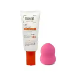 کرم ضد آفتاب رزاکلین مدل Normal & Dry Skin SPF50 حجم 40 میلی لیتر - بژ طبیعی به همراه پد آرایشی اسفنجی