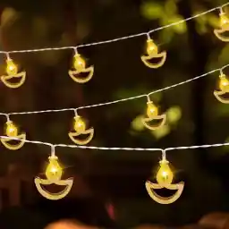 Rosy.Moment Diwali Light Deepavali Decorative Festival Lantern Diya String Lights Lamp 10 LED