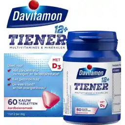 Davitamon Multi Boost 12+ ویتامین های جویدنی - مولتی ویتامین کودکان - طعم توت فرنگی - 60 قرص جویدنی