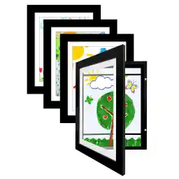 قاب هنری کودکانه Americanflat در جلو در مشکی - قاب 8.5x11 با مات و 10x12.5 بدون تشک - قابهای هنری کودکانه قابل تغییر - قابها برای کودکان آثار هنری 100 قطعه - مجموعه 4 تایی