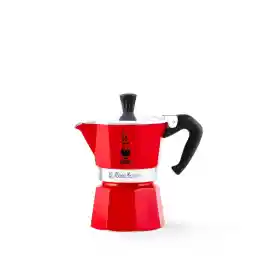Bialetti - Moka Color: iconische espressomachine op de kookplaat, echte Italiaanse koffie gemaakt, 3-kops (130 ml) Moka-pot, aluminium, rood