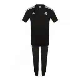 ست پولوشرت شلوار فوتبال هتلی رعال مادرید آدیداس | مشکی/سفید