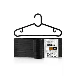 MILANO HOME آویز لباس آویز روسری پیراهن آویز تی شرت آویز نشکن 20 تکه مشکی 20 مشکی