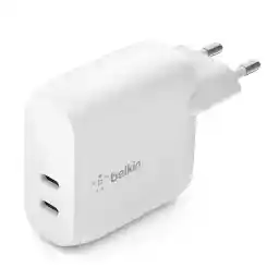 شارژر دیواری 40 واتی USB-C PD Belkin (دو پورت USB-C برای تحویل برق 20 واتی در هر پورت، برای شارژ سریع iPhone12، 12Pro، 12ProMax، Mini، iPadPro، Samsung Galaxy و موارد دیگر)