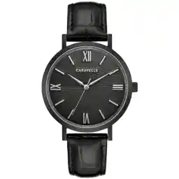 Caravelle by Bulova Men's Dress 3 Hand Quartz Leather Strap Watch, Stainless Steel Case, 40mm