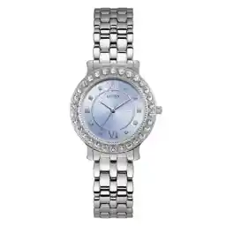 GUESS Stainless Steel + Pink Crystal Bracelet Watch. Color: Silver-Tone (Model: U1062L2)