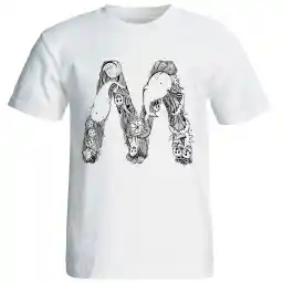 تی شرت آستین کوتاه مردانه شین دیزاین طرح حروف اول اسم ام کد 4551