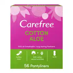 Carefree Daily Cotton and Aloe Panty Liners (Pack of 30), Breathable and Comfortable Liners for Everyday Use, Gentle on Skin with Natural Ingredients