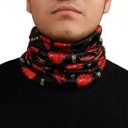 دستمال سر و گردن کوهنوردی اسکارف زمستانی خزدار YRI | مشکی/قرمز