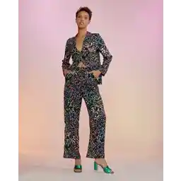 سینتیا رولی x شلوار راحتی زنانه چند گل ابریشمی مشکی زنانه The Drop