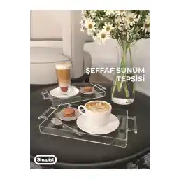 SHOPIST سینی ارائه تزئینی شفاف پلکسی گلاس سینی شفاف 14*22 سانتی متری با 1 دسته