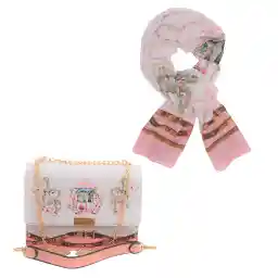 ست کیف و شال زنانه هرمس مدل مونتلا مجلسی گل آبرنگی