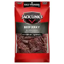 Jack Link's Beef Jerky, Peppered, Half Pounder Large Jerky Bag - Flavorful Meat Snack, Ready to Eat Protein Snacks with 9g of Protein per Serving, Made with 100% Beef