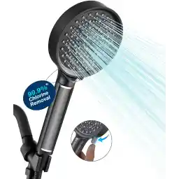 Cobbe Filtered Shower Head with Handheld - Filters Over 99% Of Chlorine - 2.0 Carbon Shower Head Filter System - Water Softener Filters Beads for Hard Water - Reduces Dry Itchy Skin, Brushed nickel
