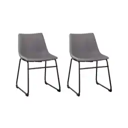 صندلی ناهار خوری سطلی چرم مصنوعی 19 اینچی اشلی سنتیار Urban Industrial طراحی امضاء، 2 عددی، خاکستری