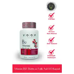 مکمل غذایی VOOP حاوی ویتامین B12، بیوتین و فولیک اسید 60 کپسول