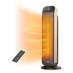 Dreo Space Heater Indoor, 25" 11.5ft/s Fast Portable Room Heater with Remote and Thermostat, 3 Modes, Overheating & Tip-Over Protection, Electric Heaters for Indoor Use Large Room, Bedroom, Gold