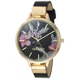 Nine West Women's Floral Dial Smooth Strap Watch