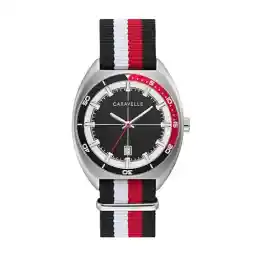 Caravelle by Bulova Retro Quartz Mens Watch, Stainless Steel with Multiple Nylon Strap, Silver-Tone (Model: 43B168)