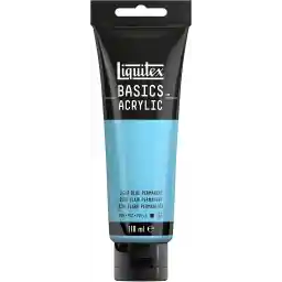 Liquitex Basics 8870051 رنگ اکریلیک مونوپیگمنت، رنگدانه های هنرمند، نور سریع، ویسکوزیته متوسط، کیفیت آرشیو، پرداخت نیمه براق، 118 میلی لیتر - آبی روشن دائمی