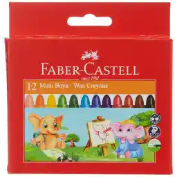 Faber-Castell Süper Yıkanabilir Mum Boya, 12 Renk, Leke Bırakmaz, Jumbo Boy, Parlak ve Yoğun Renkler