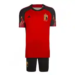 ست پیراهن شورت فوتبال اول بلژیک آدیداس | قرمز/مشکی