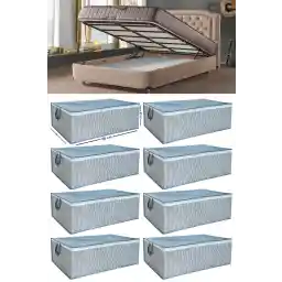 منسوجات خانگی Ekici 8 تکه نوع پایه راه راه انباری انباری انباری قفسه ذخیره سازی زیر پایه 65 X 45 X 22 سانتی متر EKICIHOME0008-8