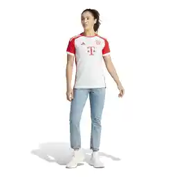 adidas IB1478-FC Bayern Münih Kadın Forma Beyaz - Kırmızı Kadın Bisiklet Yaka Normal Kalıp Forma