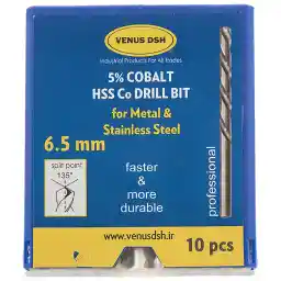 مته فلز ونوس دی اس اچ سایز 6.5 میلی متر بسته 10 عددی