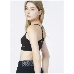 S212271-001 W Mid Support Ess Bra Standart Kalıp Düz Siyah Kadın Sporcu Sütyeni