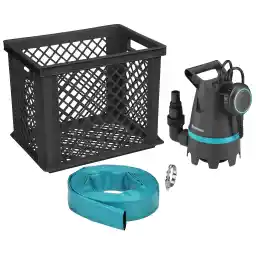 مجموعه سیل گاردنا 10500: پمپ شناور با دبی 10500 لیتر در ساعت، عملکرد اتوماتیک، فیلتر ذرات خاک تا 25 میلی متر، شامل اتصال شلنگ و جعبه ذخیره، 400 وات (9009-47)