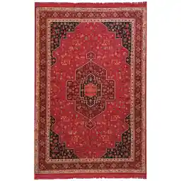 فرش ماشینی زمرد مشهد مدل کهنه نما زمینه لاکی