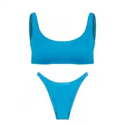مایو شنا زنانه دوتکه بیکینی بندی MODA ITALIA003 MGH | آبی