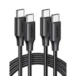کابل UGREEN USB C 100W 2 تکه کابل شارژ USB C به USB C 5A/20V PD 3.0 PPS سازگار با M2 MacBook Pro/Air، iPad Pro 12.9 iPad Air 5 Galaxy S23 Ultra S23+ S22 Pixel 7 Pro و غیره (3 متر)