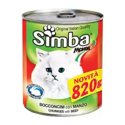کنسرو گربه سیمبا مدل Chunks With Beef-09300 با طعم بیف وزن 820 گرم