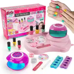 ONE TO FOUR Nail Polish Kit Girls Ages 6 - 12, Kids Nail Art Salon Set with Nail Dryer, Peelable Glitter Nail Polish, Nail Art Studio Makeup, Manicures Spa Decoration, Birthday Party Gifts Girls