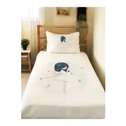 ست نوزاد و بچه گانه طرح دار دخترانه Evmila چاپ تکی پیکه 160x230 سفید