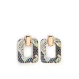Aldo Women's Pierced Earring Thigoni Rectangle Drop Earrings, Grey/Gold