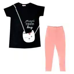 ست تی شرت آستین کوتاه و شلوار دخترانه الیتول مدل 3763