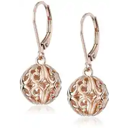 Amazon Essentials Sterling Silver Filigree Ball Leverback Dangle Earrings , (previously Amazon Collection)